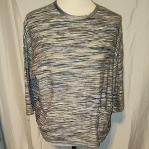 J.jill Pure Jill Striped Women's Top Gray and Cream Oversized Extra Small